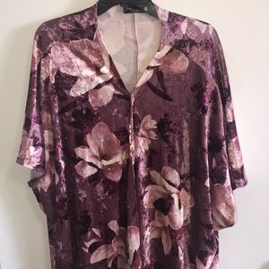 Light purple and blush colored velvet kimono